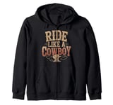 Old Western Film Fan Classic Cowboy Culture and Wild West Zip Hoodie