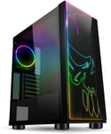 Boitier PC Gamer RGB Ghost One - Façade et Paroi en Verre Trempé - 60 Modes de Rétroéclairage - 2 Ventilateur Adressable 120mm Inclus - Compatible Aura/MSI Mystic/ASROCK.[V611]