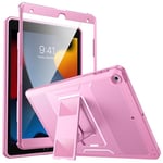 MoKo for iPad 10.2 Inch Case for iPad 9th Generation 2021/ iPad 8th Generation 2020/ iPad 7th Gen 2019, [Heavy Duty] Shockproof Full Protective Cover with Built-in Screen Protector, Nosegay Pink