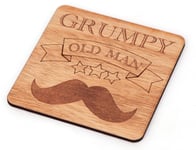 Set of 6 Grumpy Old Man Rustic Etched Coasters - Made in UK