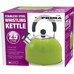 GREEN 2.5L STAINLESS STEEL WHISTLING KETTLE GAS ELECTRIC INDUCTION HOBS CAMPING