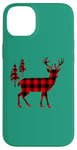 Coque pour iPhone 14 Plus Red Buffalo Reindeer Buck Christmas Decor Plaid Pattern