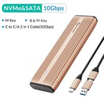 M.2 NGFF NVME SSD SATA to USB 3.2 Type-C Enclosure Case Converter Adapter Gold