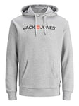 Jack & Jones Mens Corp Logo Hoody - Light Grey - Large