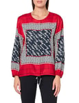 Tommy Hilfiger Women's Blouse Long Sleeve Scarf Print Sportswear Top, Scarlet/Sky Captain, L