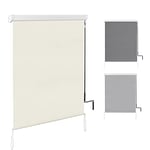 WOLTU Store Vertical de Balcon Store Enrouleur Occultant Auvent Vertical Paresoleil avec Manivelle et Cassette d'Auvent Pare-Soleil Pare-Vue Protection du Vent pour Balcon, Terrasse, 140x240 cm, Beige