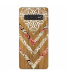 Coque Galaxy S10 Effet Bois Marbre Fleur dentelle Blanc Chic