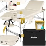 TecTake® Table de Massage Pliante Professionnelle 3 Zones Aluminium Cosmetique Lit de Massage Table Esthetique Tatouage Portable avec Appuie-tête Amovible Repose Bras, Housse de Transport Incluse