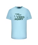 Fred Perry Mens Very Logo Blue T-Shirt Cotton - Size Medium