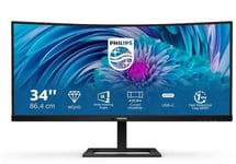 34" Philips 346E2CUAE, Curved VA 3440x1440, 4 ms, 100Hz, höjdjusterbar, HDMI/DP/USB-C 65W, högtalare, USB 3.2-hubb