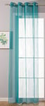 Gardinenbox 20332-cn Rideau à œillets Transparent « Uni » H x l 145 x 140 cm Turquoise Stores Rideau à œillets Finition Ruban pour Salon