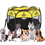 Parc Animalier Pliable et imperméable pour Chiots, Chiens, Chats et Lapins : Polyvalent et transportable, idéal pour l'intérieur 91 x 91 x 58 (Jaune, Moyen)