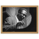 Thelonious Monk Playing Black & White Jazz Legend A4 Artwork Framed Wall Art Print