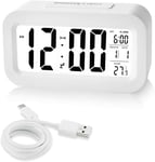 MOXTOYU Rechargeable Alarm Clock, Digital Alarm Clock Mains Powered Bedside with