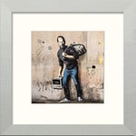 Lumartos, Banksy Steve Jobs Contemporary Home Decor Wall Art Watercolour Print, Matt Silver Frame, 8 x 8 Inches