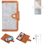 Felt Case + earphones for Motorola Moto G32 Cover light grey