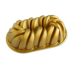 Nordic Ware Braided Loaf Pan, Original Cast Aluminium Bundt Tin, Bundt Cake Tin with Braided Pattern, Cake Mould Made in The USA, Colour: Gold