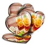 4x Heart MDF Coasters - Iced Tea Lemonade Ice Drink Cafe  #16543