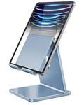 Maxonar Tablet Stand Adjustable iPad Stand for Desk Stable Aluminum Alloy Holder Base Compatible with iPad 10/iPad Air 4/5/M2 iPad Pro 2022/Mini 6 Galaxy Z Fold 5 Galaxy Tab S9 iPhone 15 Kindle-Blue