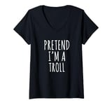 Womens Halloween Costume Pretend I'm A Troll Simple Easy V-Neck T-Shirt