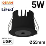 Mini spot led encastrable 5W faible ugr 55x43,1mm - Noir