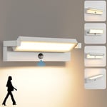 Applique Murale Extérieur/intérieur avec Détecteur de Mouvement,36W Moderne Éclairage Lampe avec Led Panneau Rotatif Imperméable IP65 3000K blanc chaud,Luminaire Murale pour Entrée Jardin,Gris Foncé