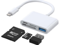 Läsare Joyroom HUB multifunktionell OTG Lightning adapter - USB 3.2 Gen 1 (3.0, 3.1 Gen 1) / SD, TF kortläsare / Lightning vit (S-H142 vit)