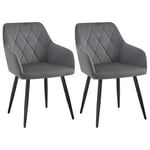 WOLTU Chaises Salle à Manger, Fauteuil Salon, Chaise Scandinave, Chaise de Cuisine en Velours, Assis Rembourré avec Accoudoirs et Dossier, Pieds en Métal, Gris Foncé, BH352dgr-2