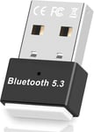 Dongle Bluetooth 5.3,Clé Bluetooth pour PC,Adaptateur Carte Bluetooth USB,pour Ordinateur Portable,PC,Casque,Clavier,Souris,Stéréo Bluetooth,Compatible avec Windows 11/10/8.1/7 (Noir)(Q856)