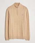 GANT Cotton Cable Half Zip Khaki Melange