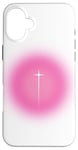 Coque pour iPhone 16 Plus Pink Aura Y2K Croix de foi chrétienne