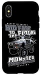 Coque pour iPhone X/XS Camion de machine amusant des années 80 Monster Time pour garçons et enfants