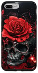 Coque pour iPhone 7 Plus/8 Plus Illustration florale gothique crâne et rose foncé