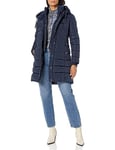 Tommy Hilfiger Women's Solid Puffer Hooded Long Jacket, Navy, S