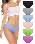 Culotte Femme Coton sous-vêtements Femme Stretch Taille Moyenne Panties Slip Respirant Multipack Paquet de 6, Couleurs claires L