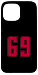 Coque pour iPhone 13 Pro Max Rouge Numéro 69 Équipe Junior Sports Uniforme Numéroté