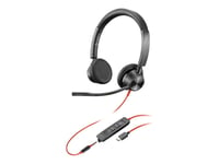 Poly Blackwire 3325 - Blackwire 3300 series - micro-casque - sur-oreille - filaire - jack 3,5mm, USB-C - noir - Certifié pour Microsoft Teams