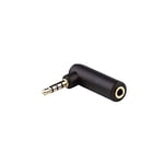 conecto, Adaptateur Jack 3,5 mm 90°, fiche Jack 3,5 mm plaquée Or 4 Broches vers Prise Jack 4 Broches, Noir