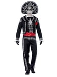 Smiffys Costume squelette Señor jour des morts, avec veste, pantalon et fausse chemiseet, Noir, M