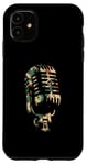 Coque pour iPhone 11 Microphone camouflage – Vintage Singer Live Music Lover