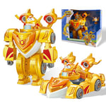 Super Wings Super Robot Suit Golden Boy, Figurine Transformable de 18 cm Environ, Combinaison de Robot 2 en 1 et Super Voiture, Jouet Enfant 3 4 5 6 7 8 9 10 Ans Garcon Fille