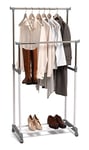 Domopak Living 8001410070883 Double Robe Rack, Polyvinyle, Blanc/Gris, 42 x 75 x 165 cm