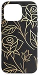 Coque pour iPhone 16 Pro Rose florale botanique, style minimaliste