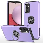 XYZNTMF compatible with Samsung A14 Case Built-in Ring Holder Shockproof Phone Case Silicone Bumper Matte Hard PC Shell Magnetic Car Mount Full Protective Skin Cover for Samsung Galaxy A14, Purple