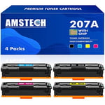 Amstech 4-Pack 207A 207X (With Chip) Toner Cartridge Multipack for HP Color LaserJet Pro MFP M283fdw M255dw M283fdn M282nw M255nw W2210A W2211A W2212A W2213A Ink - Black Cyan Yellow Magenta