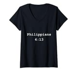 Womens Christian faith holy bible verses typeset Philippians 4:13 V-Neck T-Shirt