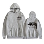 Mordely Unisex Stussy Pullover Hoodie Midweight Huvtröja Gray L