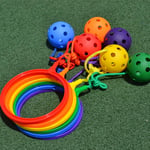 6 Pcs Kids Swing Ball Rainbow Colors - Skip Ball Toy Set Catch Ball Set for Great Fitness Game for Boys and Girls