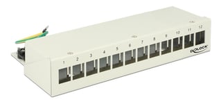 DeLOCK patch panel, 12 ports, for keystone modules, shielded, gray