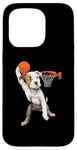 iPhone 15 Pro Vintage Pitbull Dog Playing Basketball Dog Sports Game Lover Case